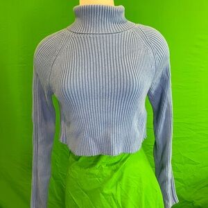 Eddie Bauer Light Blue Ribbed Turtleneck Sweater